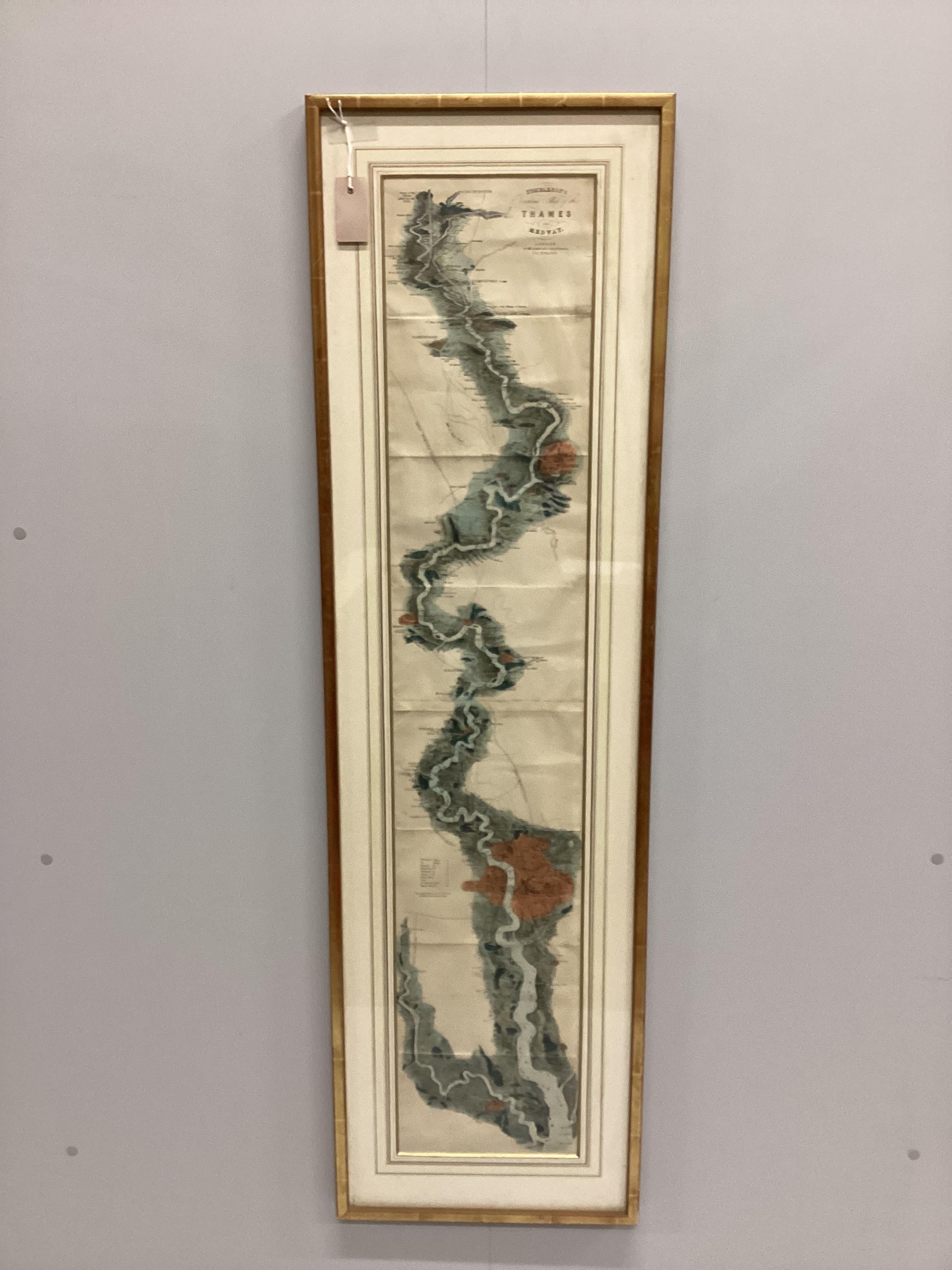 Tombleson's panoramic map, Thames and Medway, framed, width including frame 42cm, height 146cm